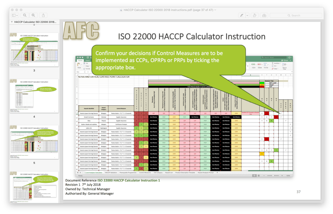 HACCP Calculator Sample